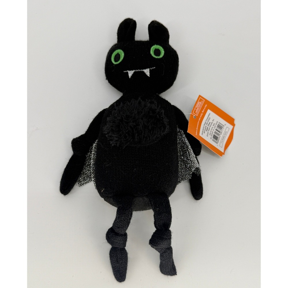 Hyde & EEK Boutique Halloween Black Bat Knit Plush Glitter Wings Decor
